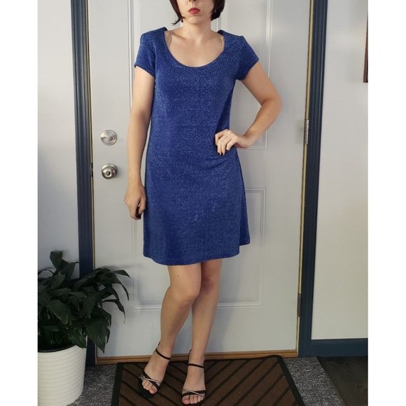 90s‎ Blue Sparkly Mini Dress - Picture 1 of 5